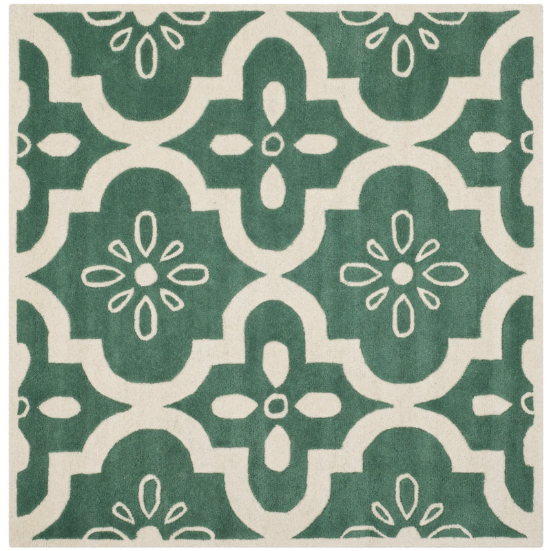 Carolene Hand Tufted Wool Geometric Rug, Square 5'