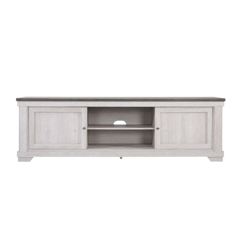 1Pc Contemporary Entertainment Console TV Stand Weathered Wood Finish Living Room Furniture