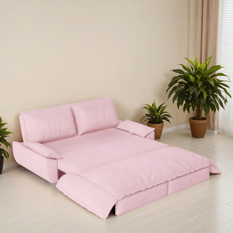 Canapé-lit escamotable grand 73,21 po, canapé-lit convertible 3 en 1 pour le salon, Rose