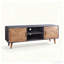 Meuble télé Mid-Century moderne avec armoires de rangement et tablettes ouvertes