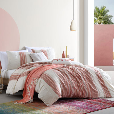 Ensemble d'édredon 100% coton jacquard à rayures 3 pièces