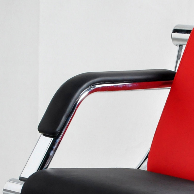 Reception Sofa with Metal Frame, Red/Black