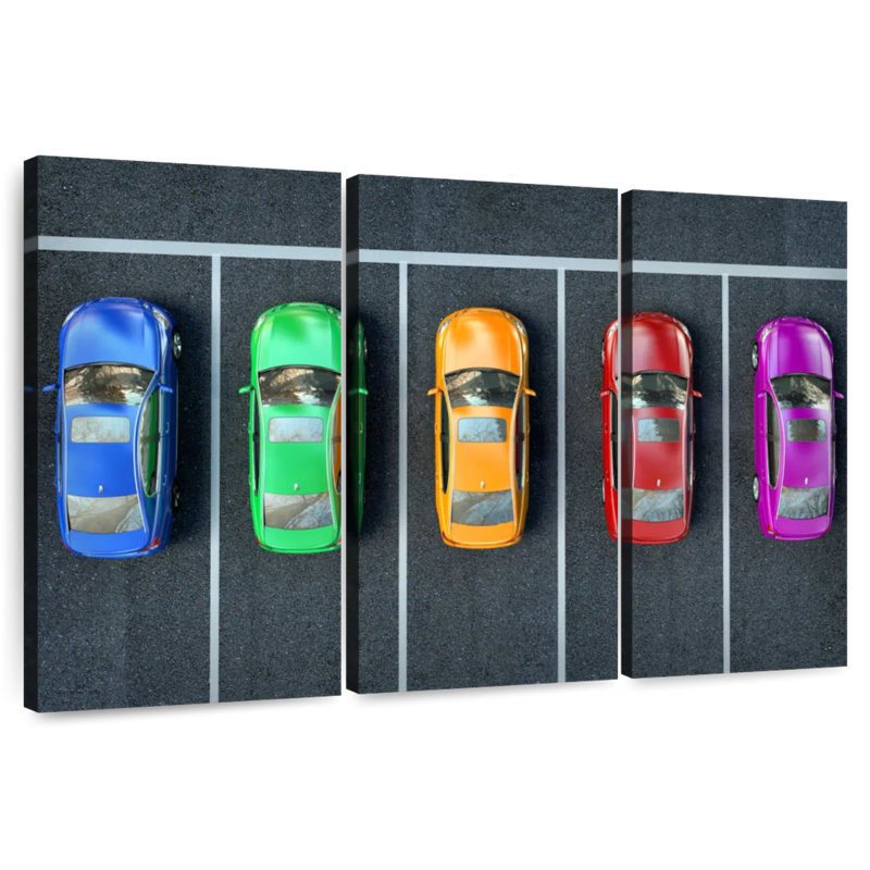 Mehar Colourful Parked Cars, 14" H x 23" W