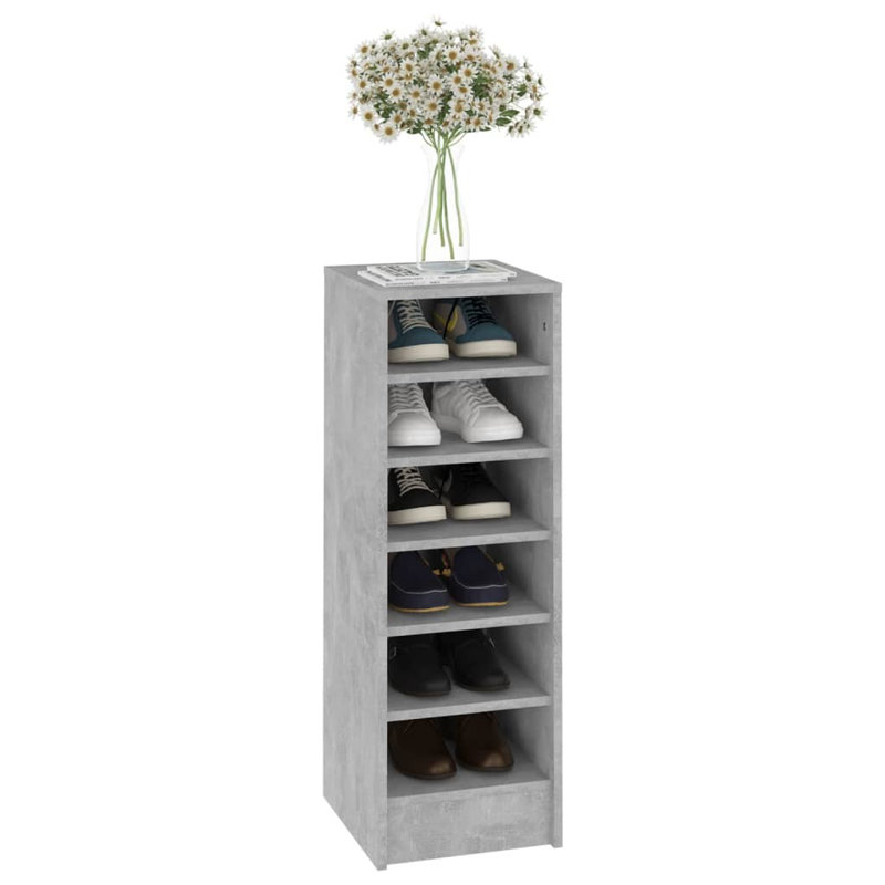 vidaXL Shoe Cabinet Engineered wood 12.4 in x 13.8 in x 35.4 in, Concrete Grey