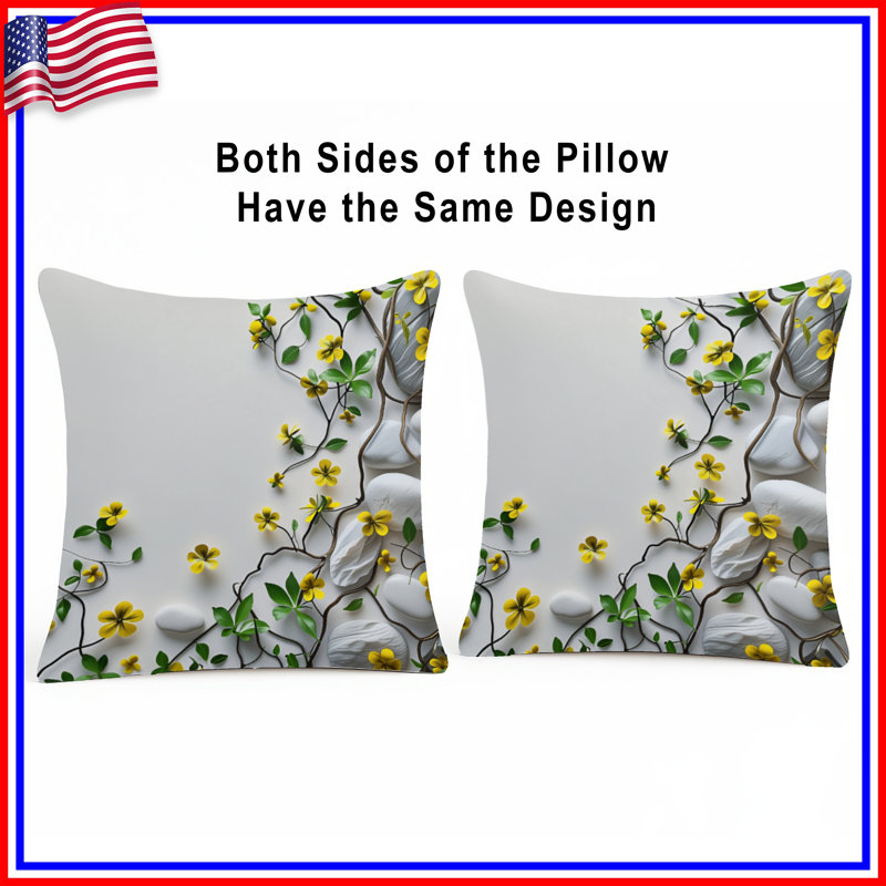Coussin Yellow Flowers, 18 x 18 inches
