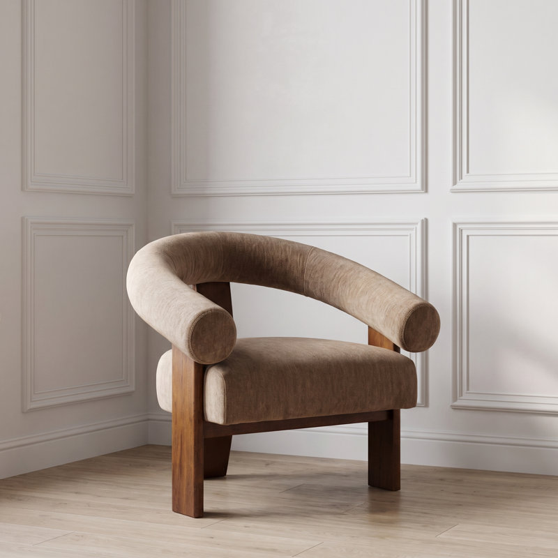 Elara 35" Sculptural Chenille Accent Chair, Chocolate Performance Chenille