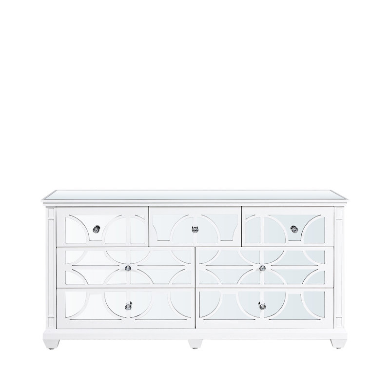 Duong 152cm Sideboard for Living Room Furniture, 7 Drawer Wooden Storage Cabinet with Mirrored Top