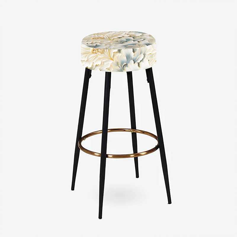 Elodea - Ensemble de 2 tabourets de bar à imprimé, Beige givré dérive