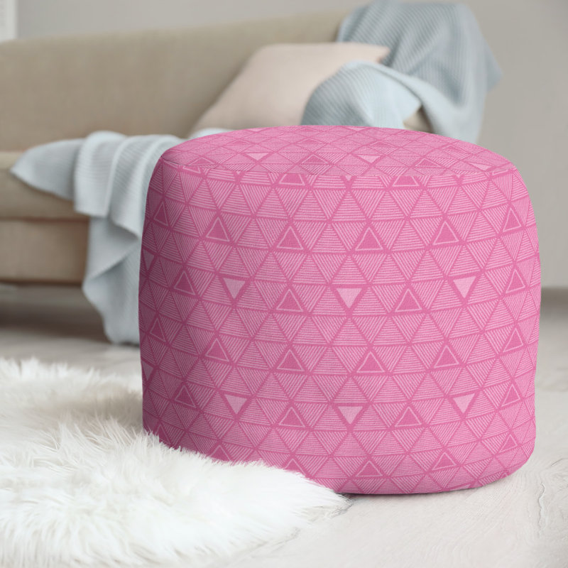 Upholstered Pouf, Medium Pink