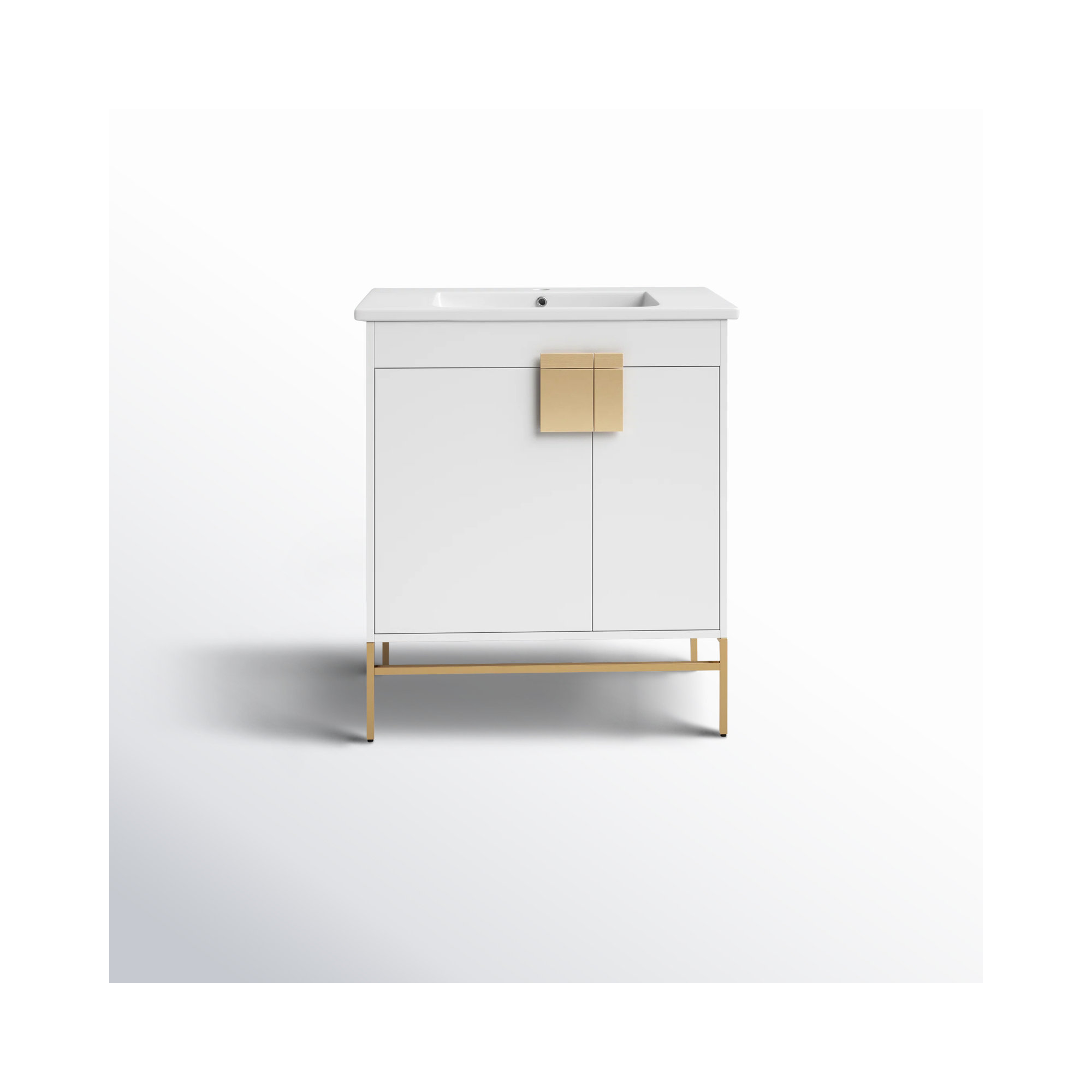 Maisie 30'' Single Bathroom Vanity, White, Satin Brass