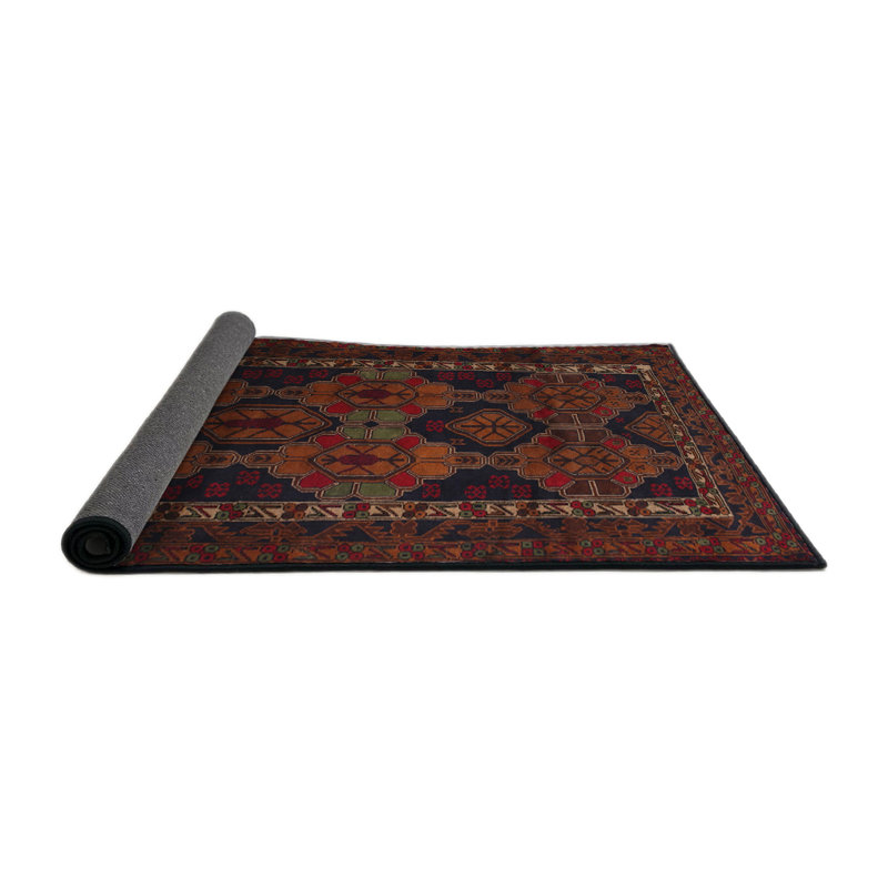Tapis traditionnel rouge / brun Alcone, Rond 6 pi
