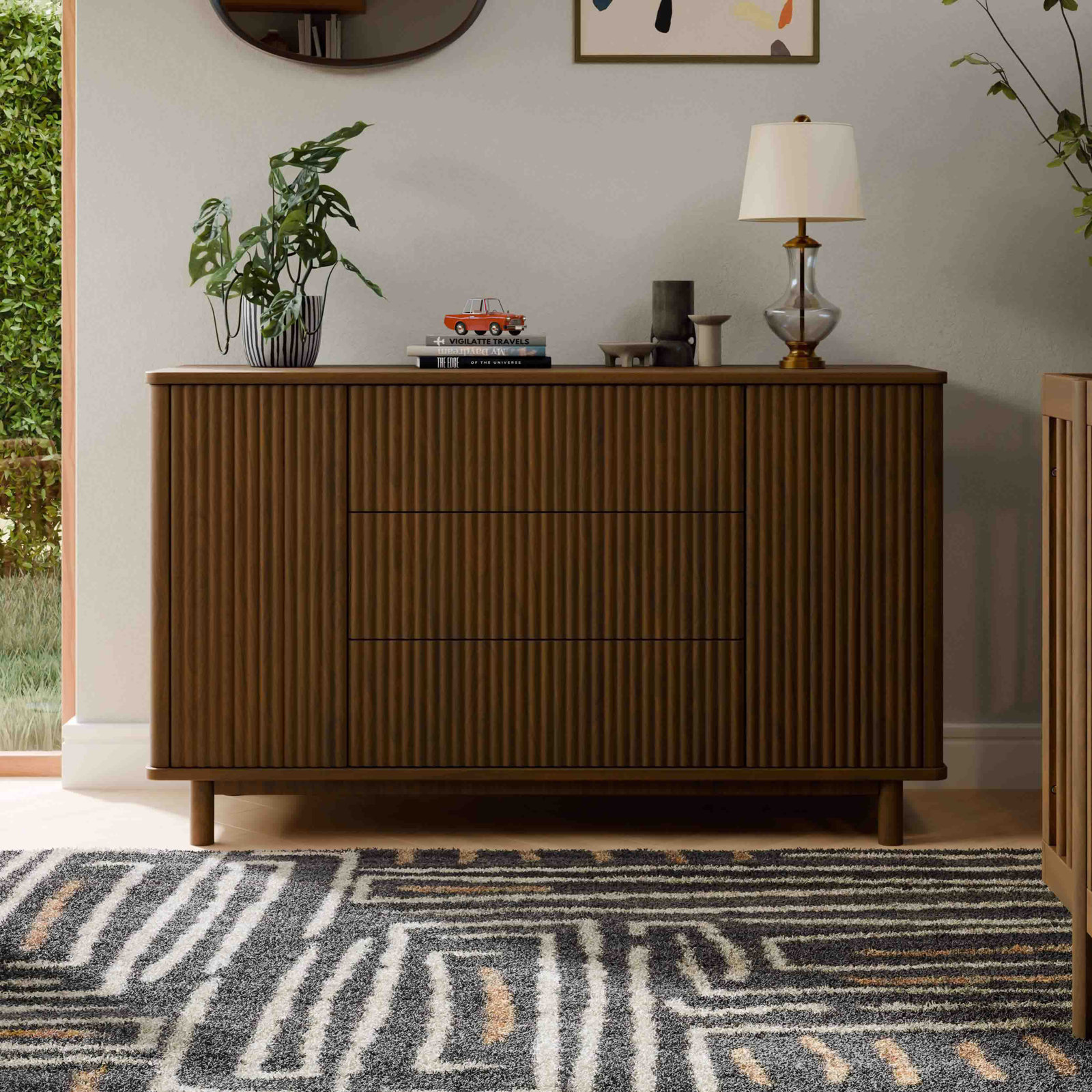 Pogo Tambour Dresser, Natural Walnut