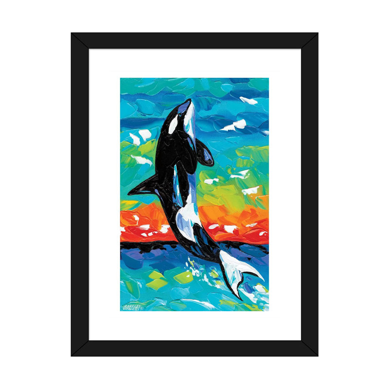 " Ocean Friends I " by Carolee Vitaletti, White, 32" H x 24" W x 1" D, Black Framed Paper