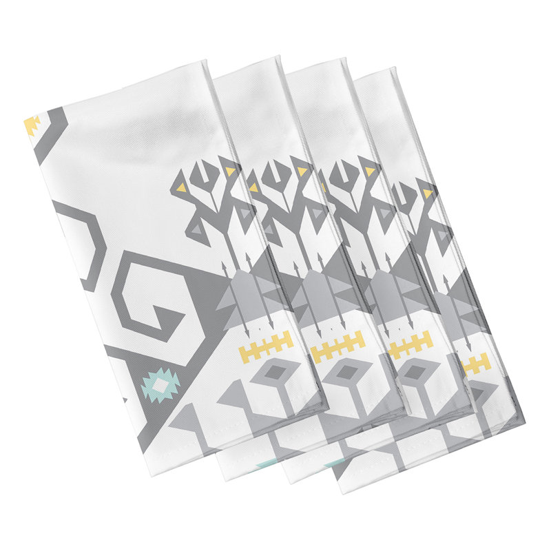 Alfreda Polyester Geometric Square Napkin, Azure