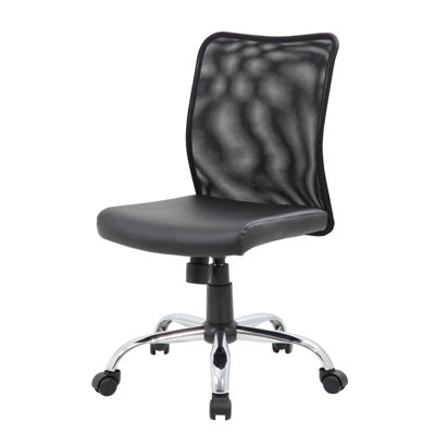 Lene Task Chair, Black Mesh And Caressoft Vinyl, Chrome, Tilt Tension
