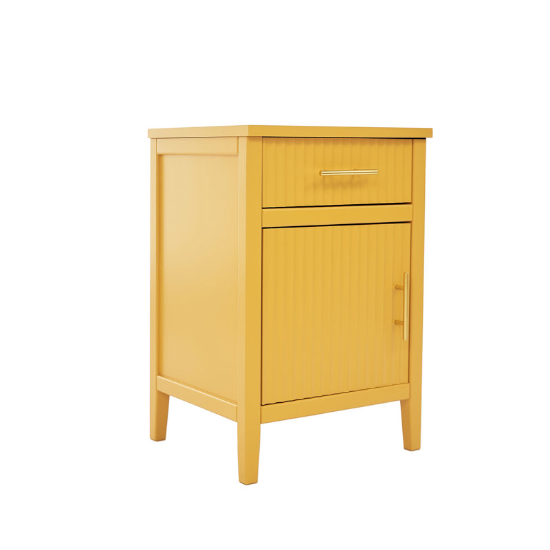 Amanraj 40cm W Solid + Manufactured Wood Bedside Table, Yellow