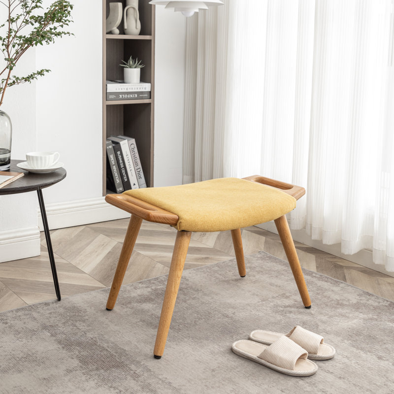 Kronsberger Upholstered Ottoman, Yellow Linen Blend