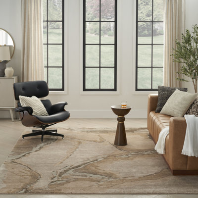 Tapis d'intérieur moderne beige argenté 7 pi 9 po x 9 pi 9 po Nourison Tinita