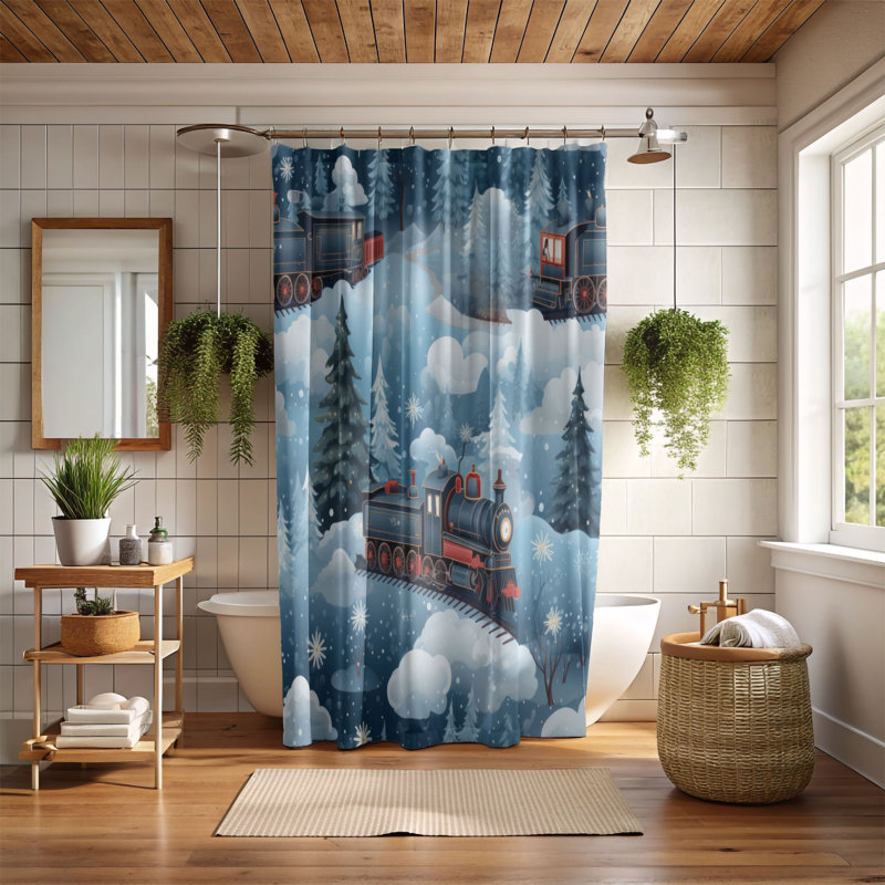 Rideau de douche Jolly Train - Premium, H 74 po x l 71 po