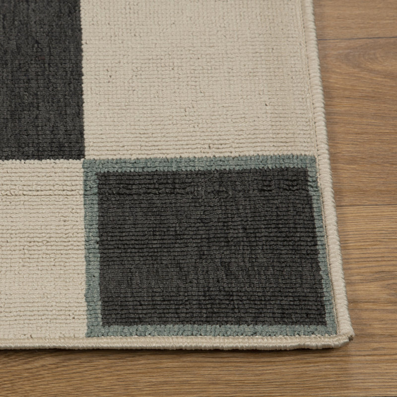 Mapa Modern Checkered Indoor/Outdoor Performance Area Rug, Rectangle 2' x 3'