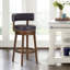 Tabouret de bar pivotant rembourré de 76 cm (30 po), tabouret d'îlot de cuisine pivotant à 360° avec siège et dossier rembourrés, structure en bois massif, repose-pieds et garniture cloutée.-936388590-957258354-958391966