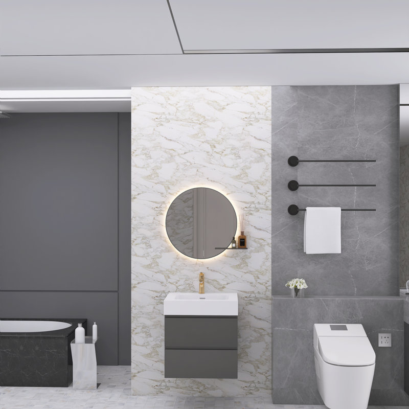 Ensemble de meuble-lavabo simple 24 po Najea, Gris clair, Blanc