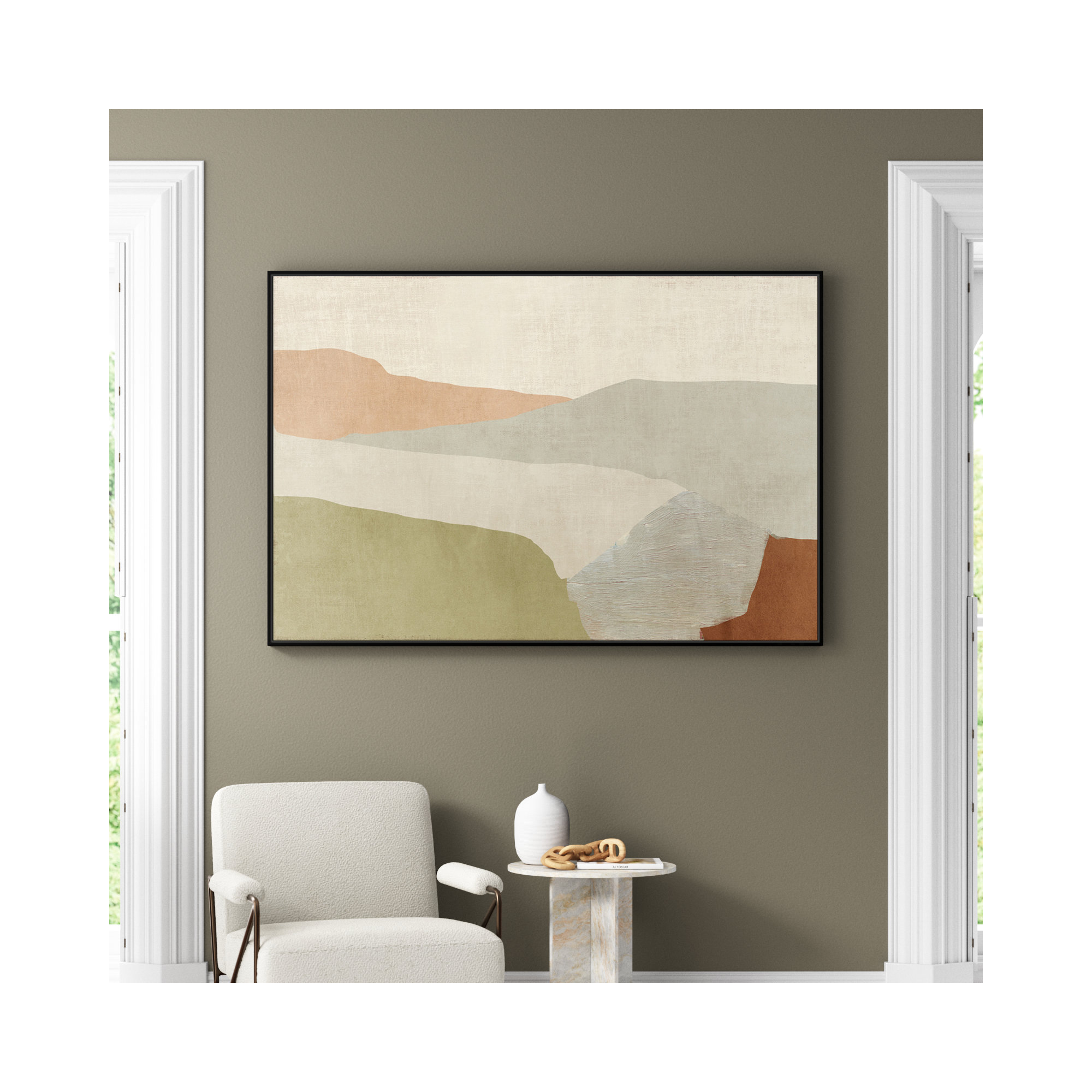Pastel Views - Floater Frame Painting on Canvas, Black, 41.5" H x 61.5" W