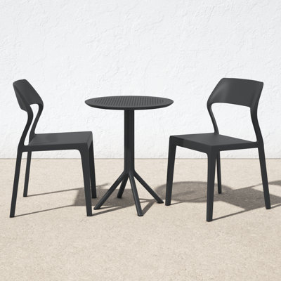 Farrah 24" Round 2 - Person Bistro Set with Armless Stacking Chairs