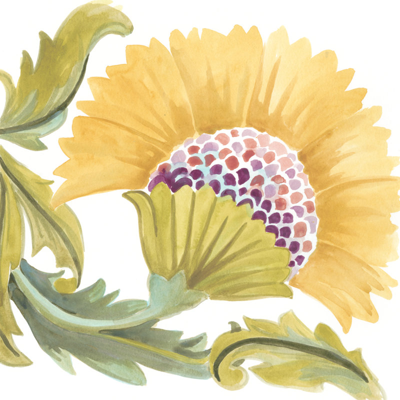 Abbey Floral Tiles VII by June Erica Vess - Wrapped Canvas Painting, 91cm H x 91cm W