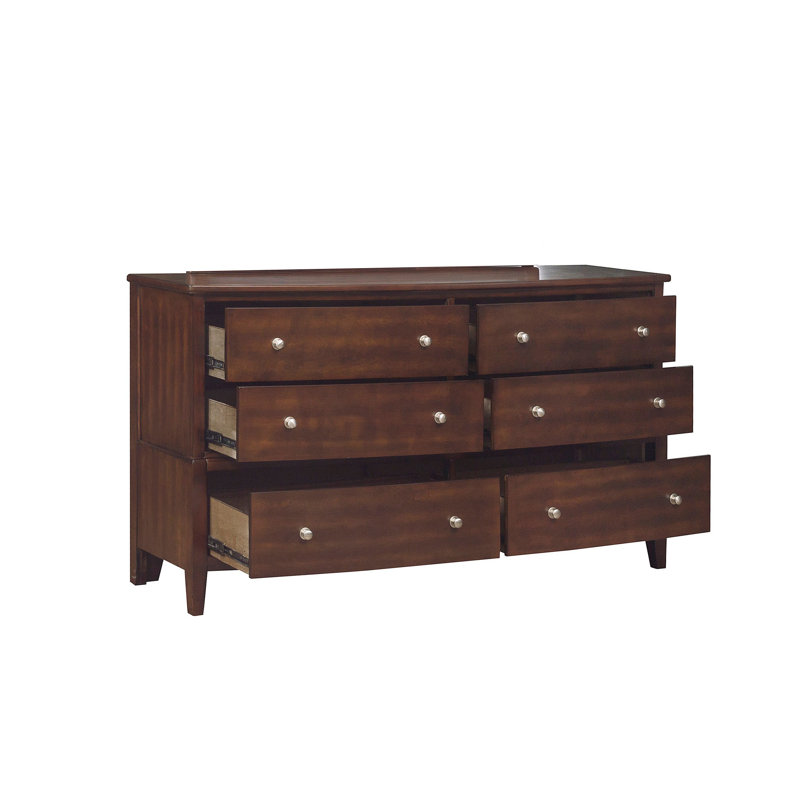 Commode 6 tiroirs Jacqueline, Cerise foncée