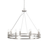8 - Light Dimmable Wagon Wheel Chandelier
