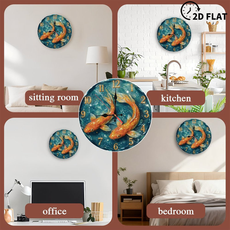 Clock Face With Golden Koi