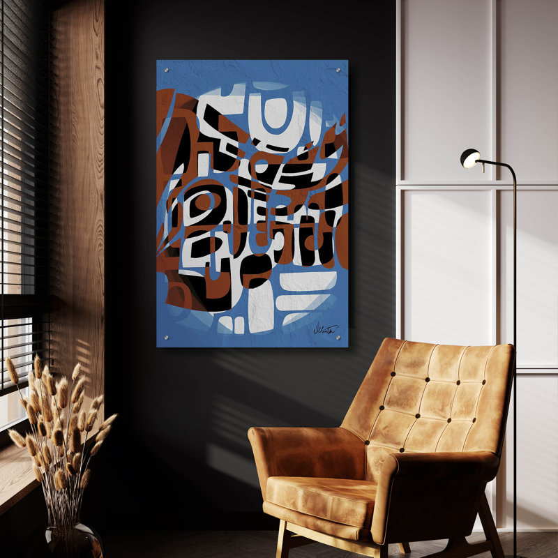 Art mural en verre épique «Bleu Brun» par Ishita Banerjee, 24 po x 36 po, H 36 po x l 24 po