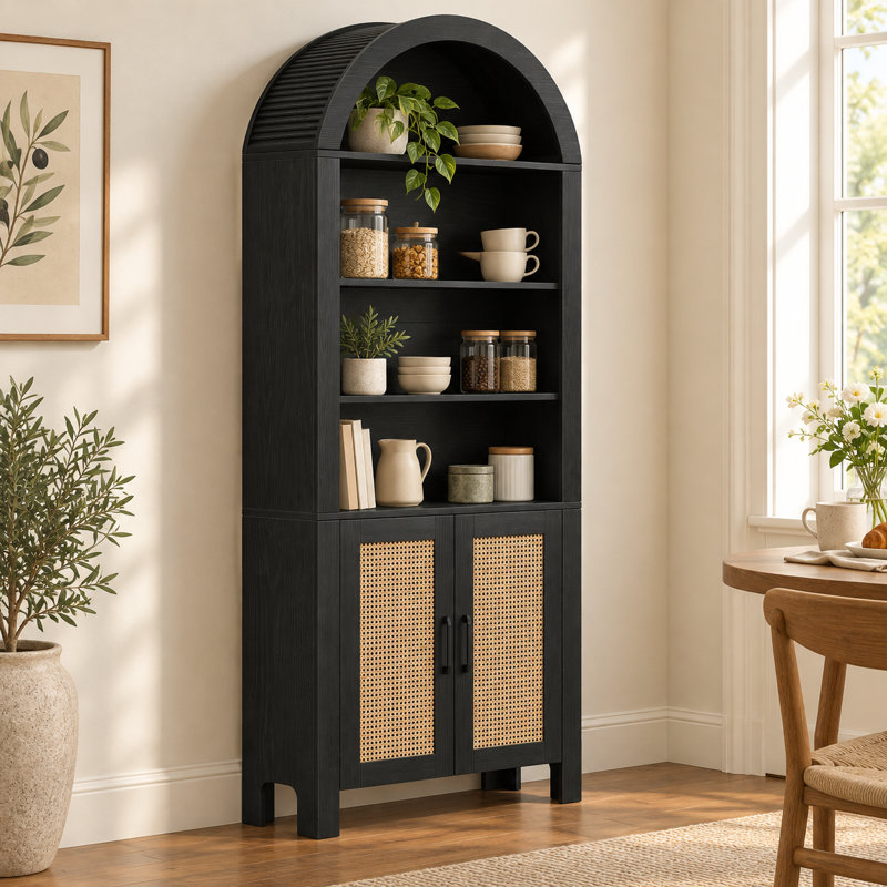 70.9 " H Solid Wood Kitchen Pantry, Black