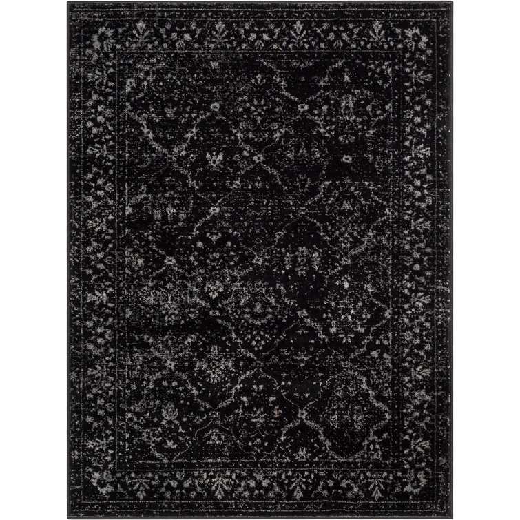  Zazzle Argos Vintage Floral Modern Black Area Rug