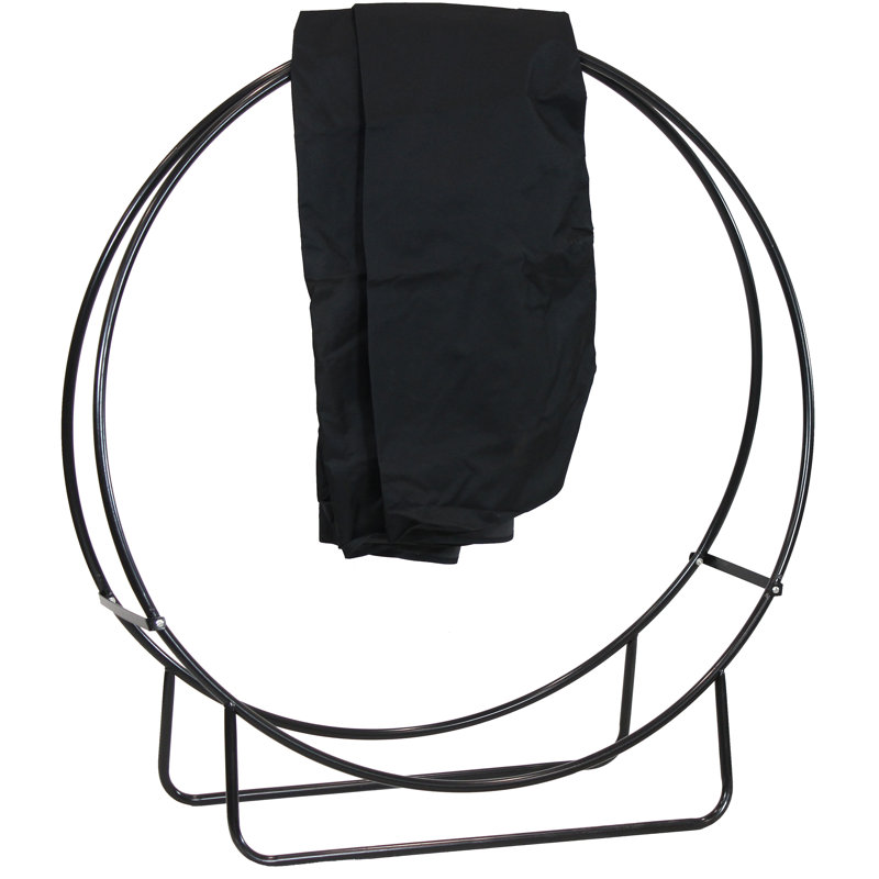 Panier à bûches en acier pour l'intérieur ou l'extérieur avec couvercle en PVC noir - 48 po - capacité de 700 lb