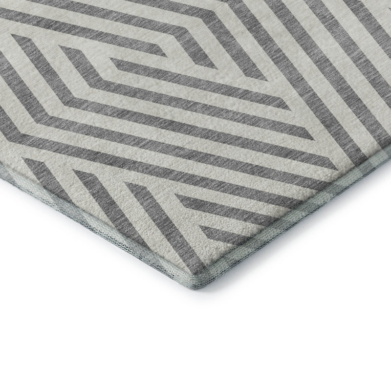 Tapis gris lavable à la machine de qualité supérieure 1 pi 8 po x 2 pi 6 po Cerrito AMF550, Rectangulaire 3 pi x 5 pi