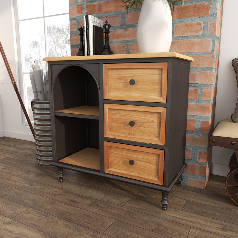 Wood 3 Drawers and 2 Shelves Brown Cabinet