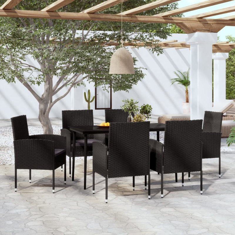 Ensemble repas pour 4 personnes Cinzia, Noir, Table de 55,1 po de longueur, 4