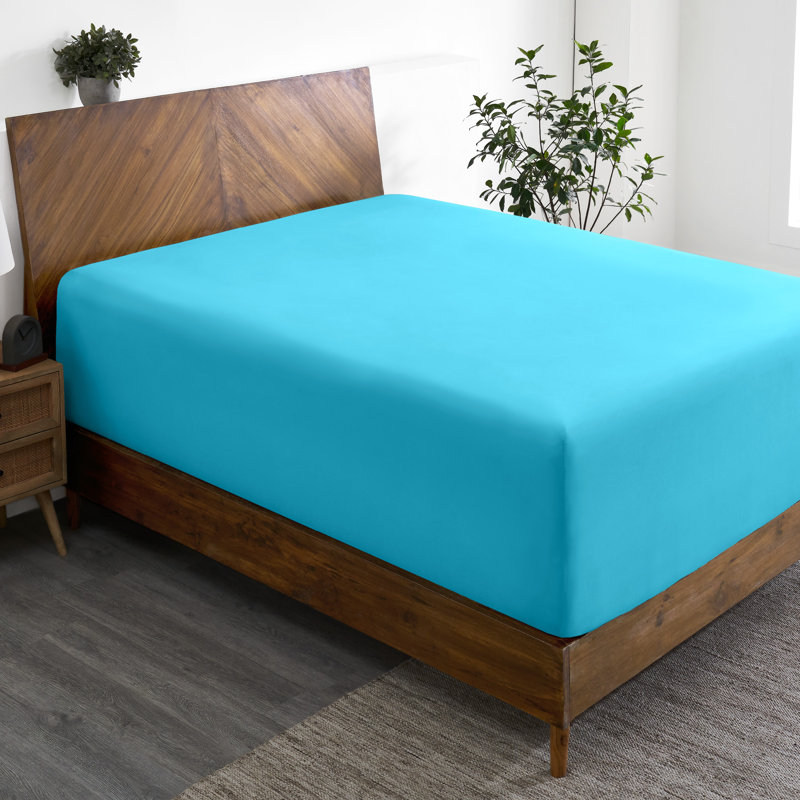 Extra Deep Microfiber Fitted Sheet, Queen Fitted Sheet, Aqua