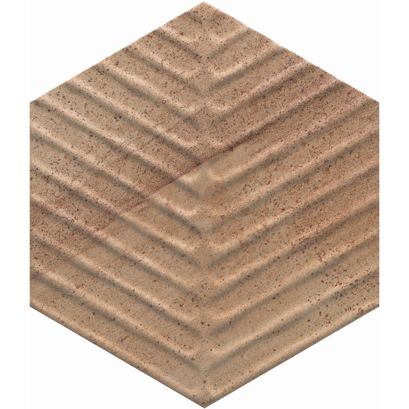Cotto Charm 8" Porcelain Chevron Hex Tile, Chestnut