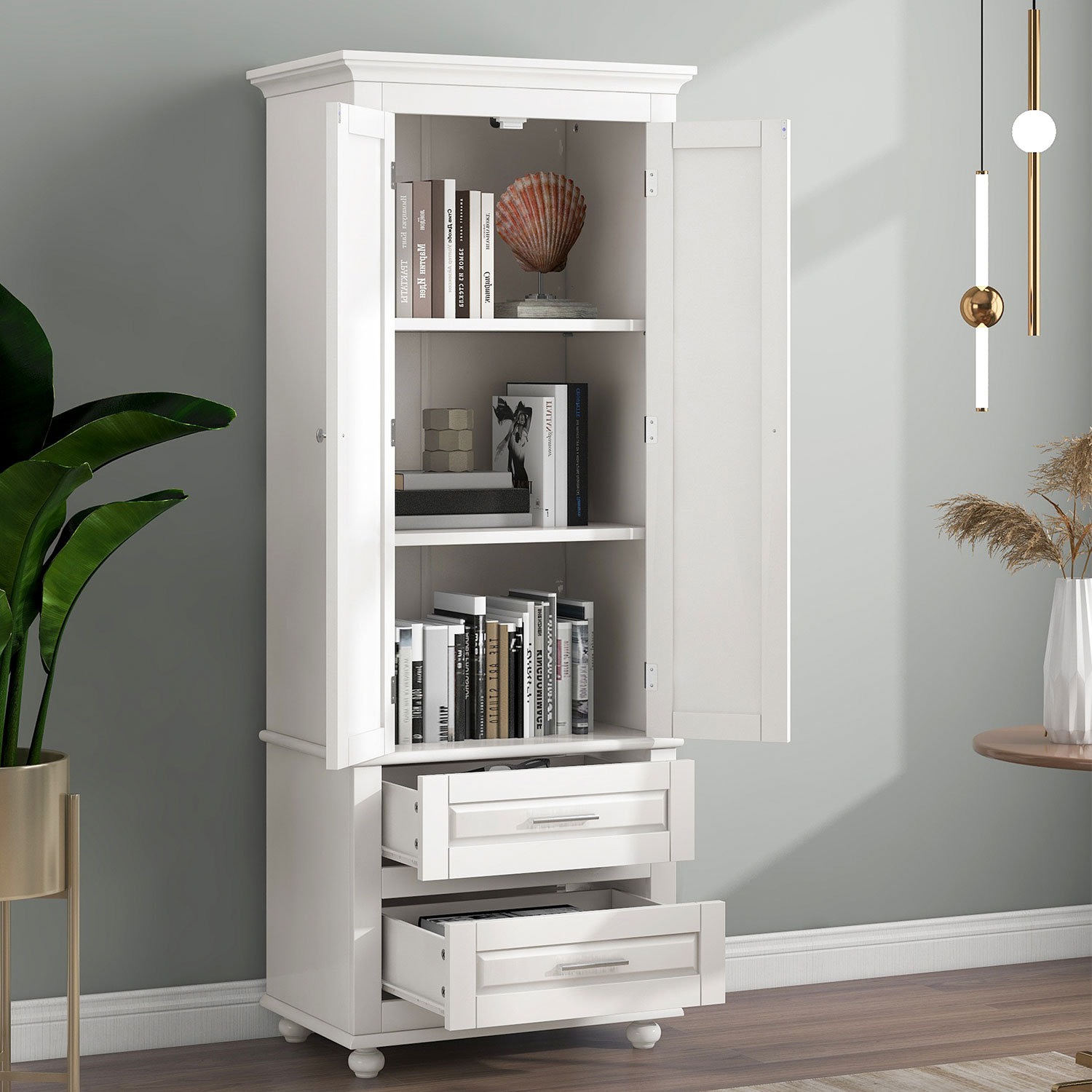 Beachcrest Home Nadeau Freestanding Linen Cabinet & Reviews