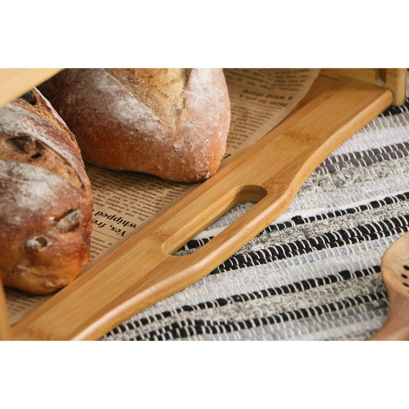 Assante Food Bread Storage Container Bamboo Bread Bin Storage Counter Top Roll Top Bread Box