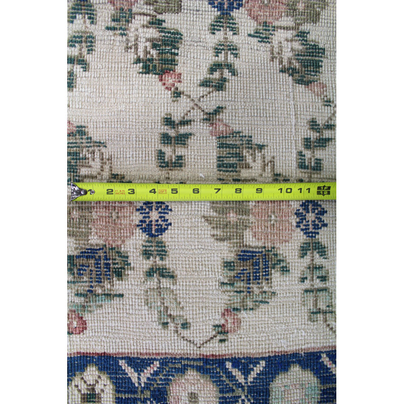 Tapis bleu en laine tissé à la main de conception unique 4 pi 4 po x 6 pi 5 po années 2000 Konya