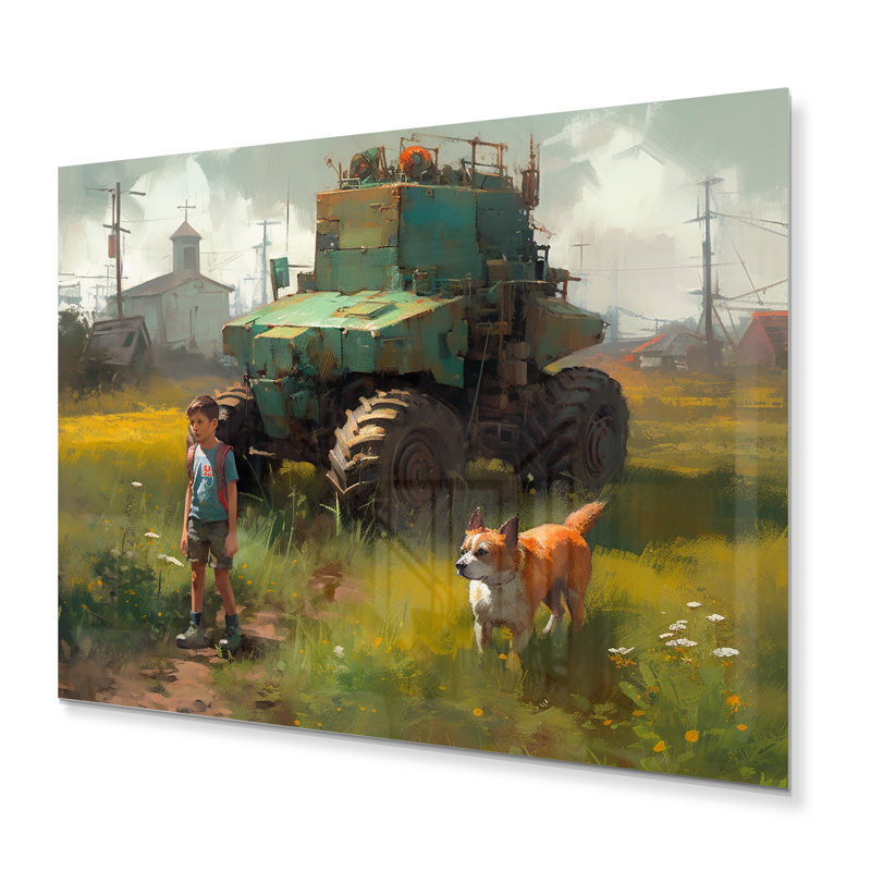 Children On The Farm V, reproduction d'art sur toile, H 12 po x l 20 po x P 1 po, Metal