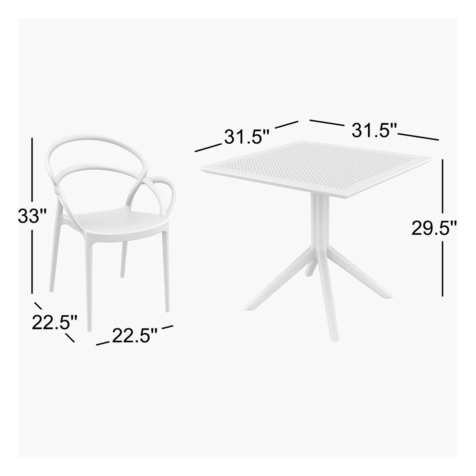 Farrah Square 2-Person Bistro Set, White
