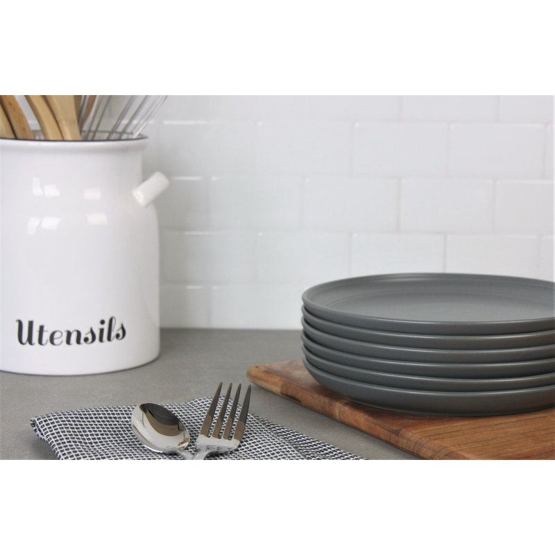 Assiette plate Double Line 10,5 po, Gris mat