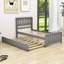 Twin Size Wooden Platform Bed with Trundle-1918543304