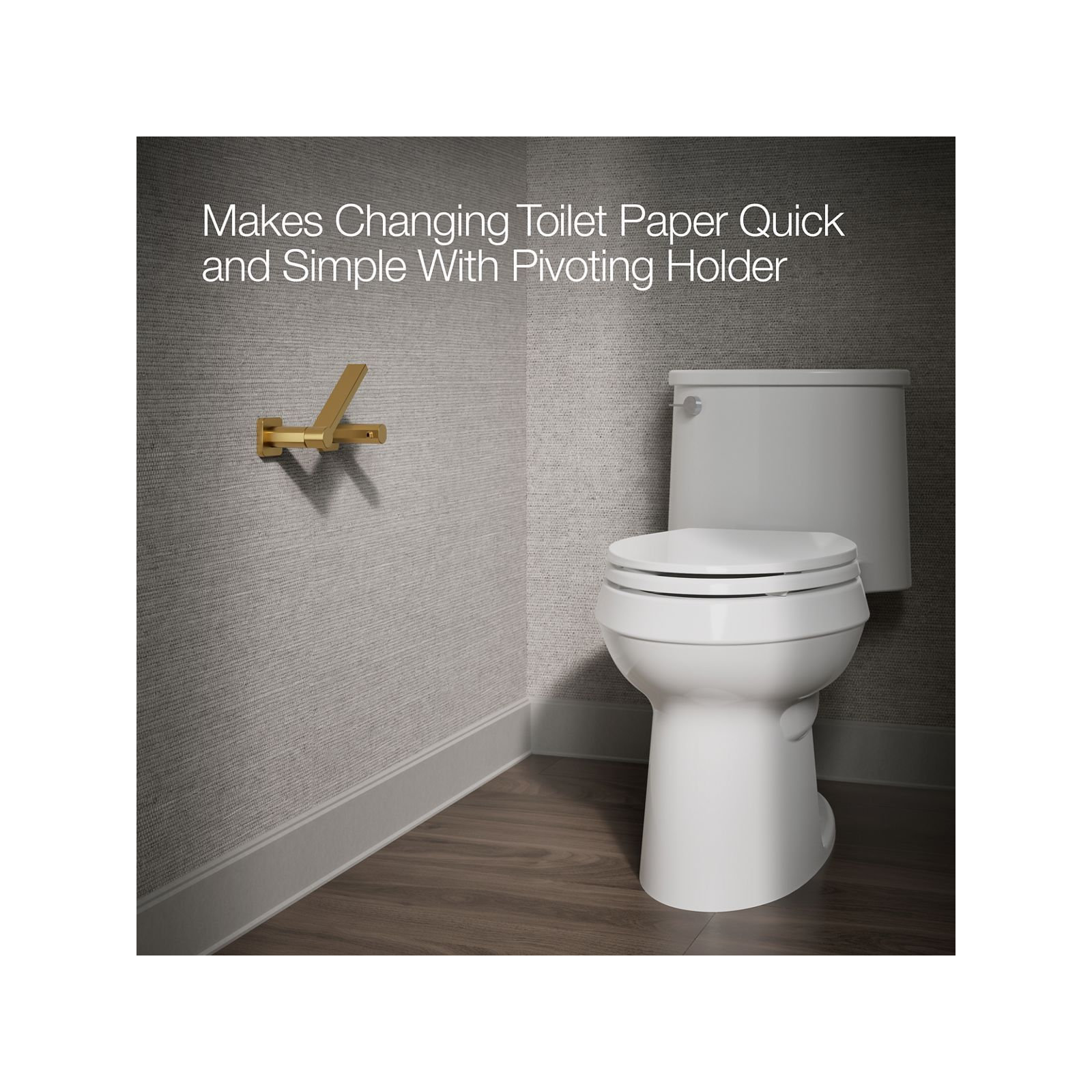 Parallel Pivoting Toilet Paper Holder, Wall-Mount Bathroom Toilet Paper Holder, Vibrant Brushed Moderne Brass