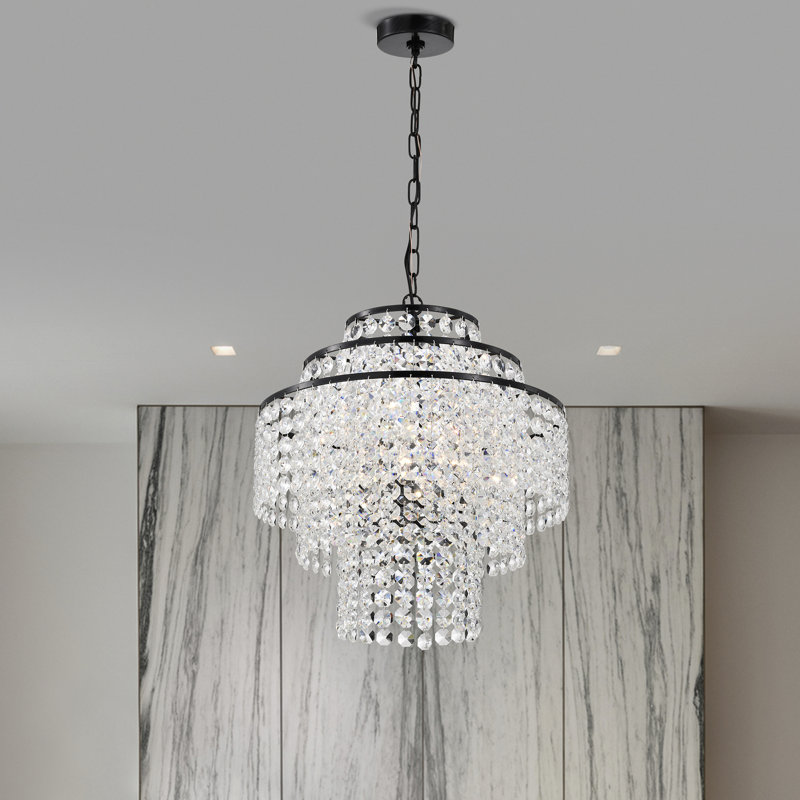 Hythe Dimmable Tiered Chandelier, Antique Black, 20.5" H x 18" W x 18" D